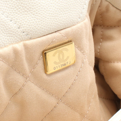 マトラッセ シャネル22 スモール チェーンショルダーバッグ レザー オフホワイト ゴールド金具 シャネル バッグ CHANEL