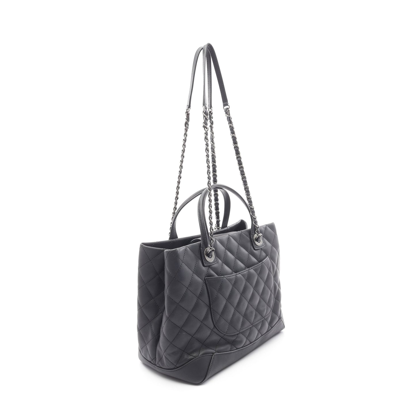 マトラッセ ショルダーバッグ トートバッグ レザー ブラック アンティークシルバー金具 2WAY シャネル バッグ CHANEL