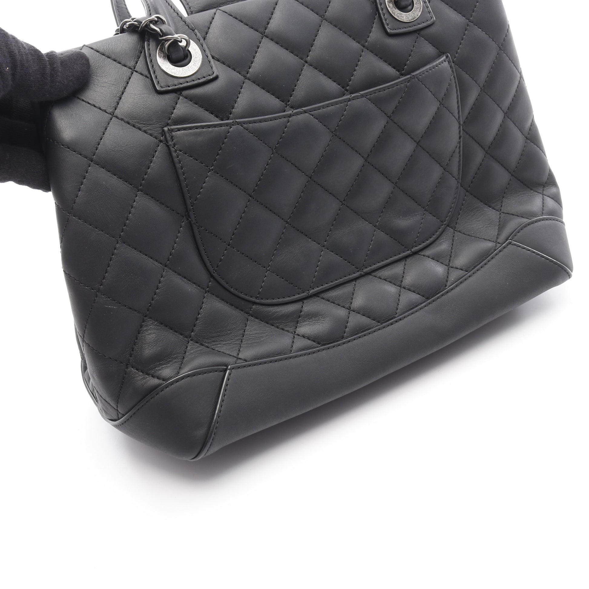 マトラッセ ショルダーバッグ トートバッグ レザー ブラック アンティークシルバー金具 2WAY シャネル バッグ CHANEL