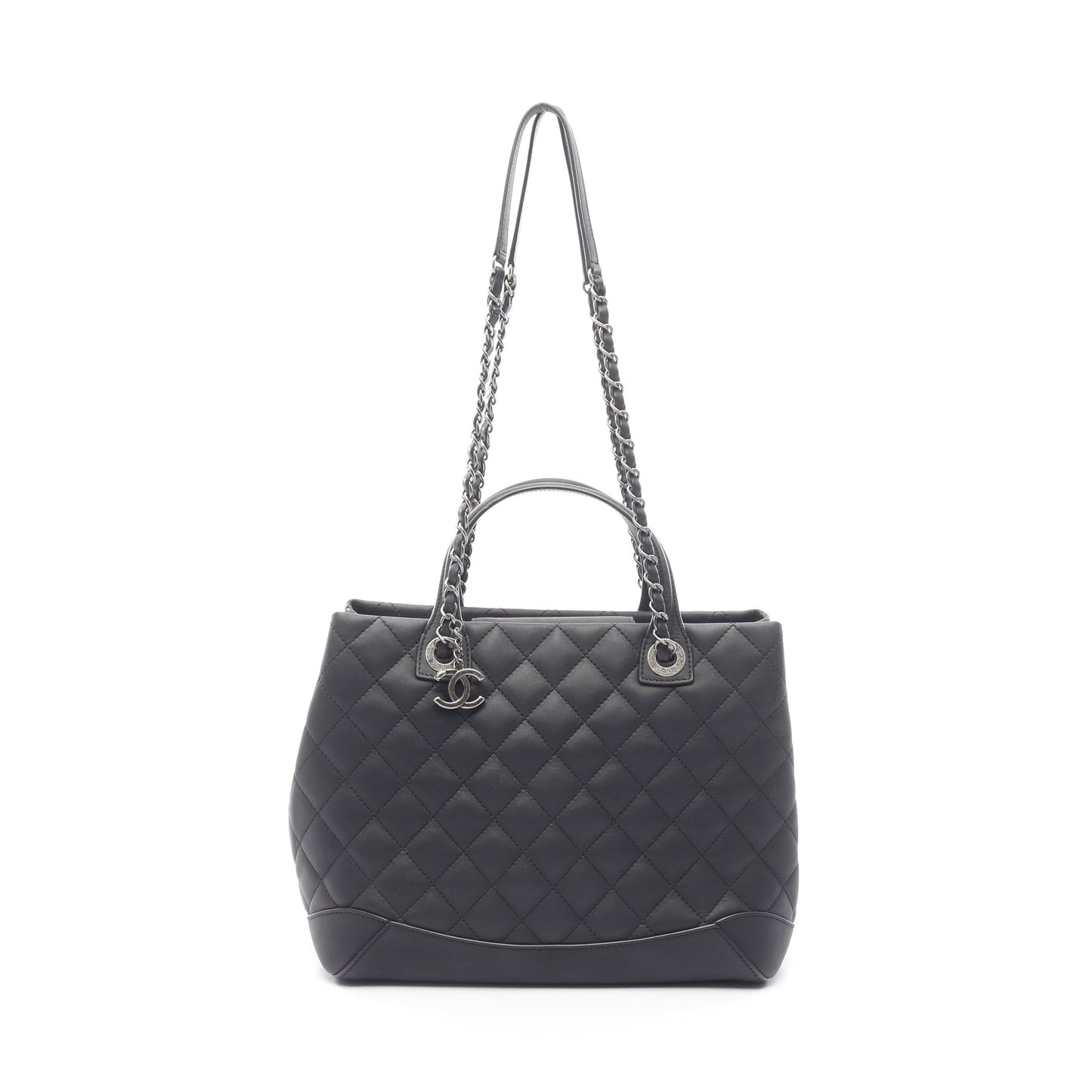 マトラッセ ショルダーバッグ トートバッグ レザー ブラック アンティークシルバー金具 2WAY シャネル バッグ CHANEL