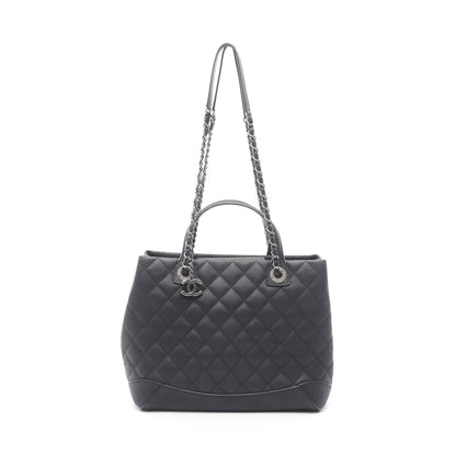 マトラッセ ショルダーバッグ トートバッグ レザー ブラック アンティークシルバー金具 2WAY シャネル バッグ CHANEL