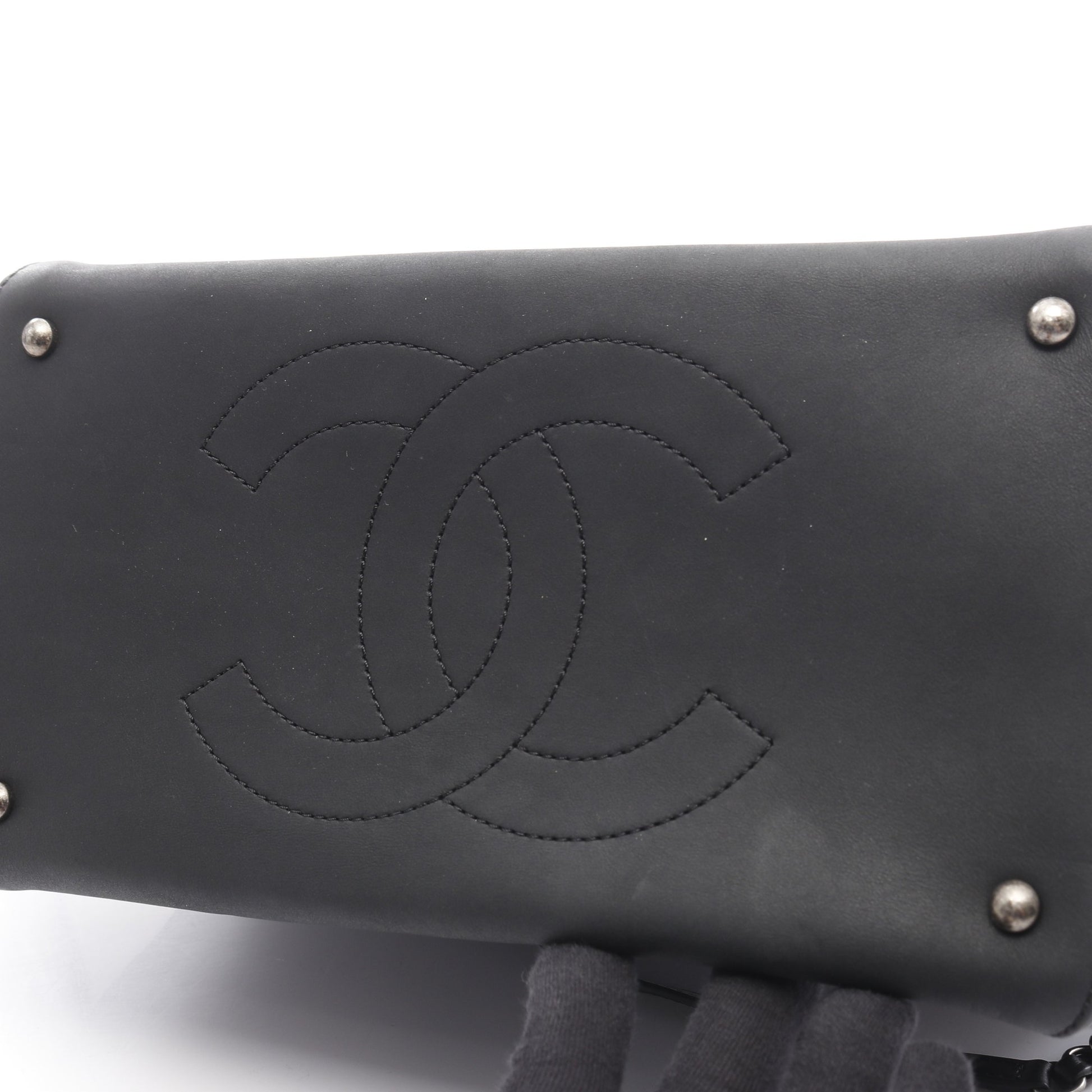 マトラッセ ショルダーバッグ トートバッグ レザー ブラック アンティークシルバー金具 2WAY シャネル バッグ CHANEL