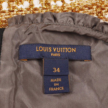 ツイード ワンピース ノースリーブ ナイロン シルク ゴールド ホワイト ルイヴィトン ワンピース LOUIS VUITTON