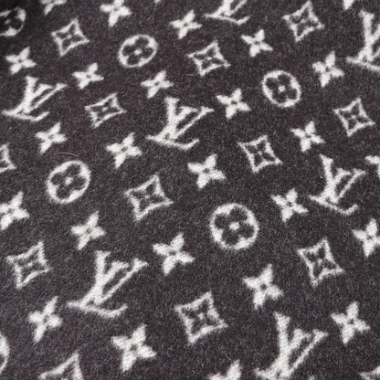フーデッドラップコート モノグラム ガウンコート ウール ブラック フード付き ルイヴィトン アウター LOUIS VUITTON