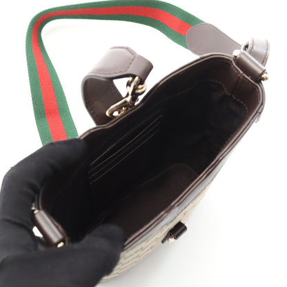 GGシャドウ ミニバケット ショルダーバッグ キャンバス レザー ベージュ ダークブラウン グッチ バッグ GUCCI