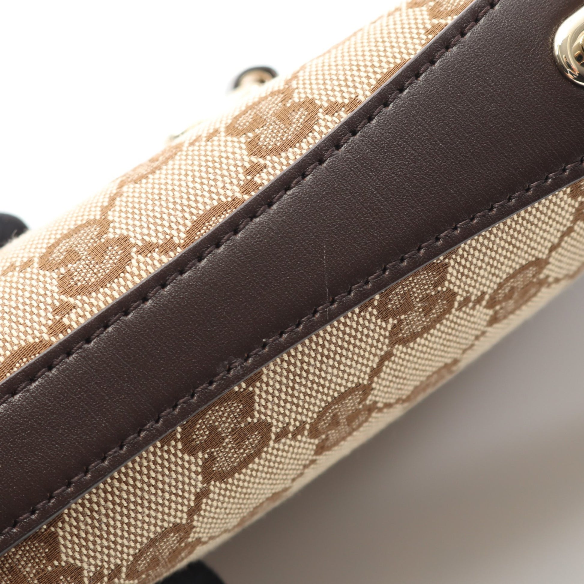 GGシャドウ ミニバケット ショルダーバッグ キャンバス レザー ベージュ ダークブラウン グッチ バッグ GUCCI