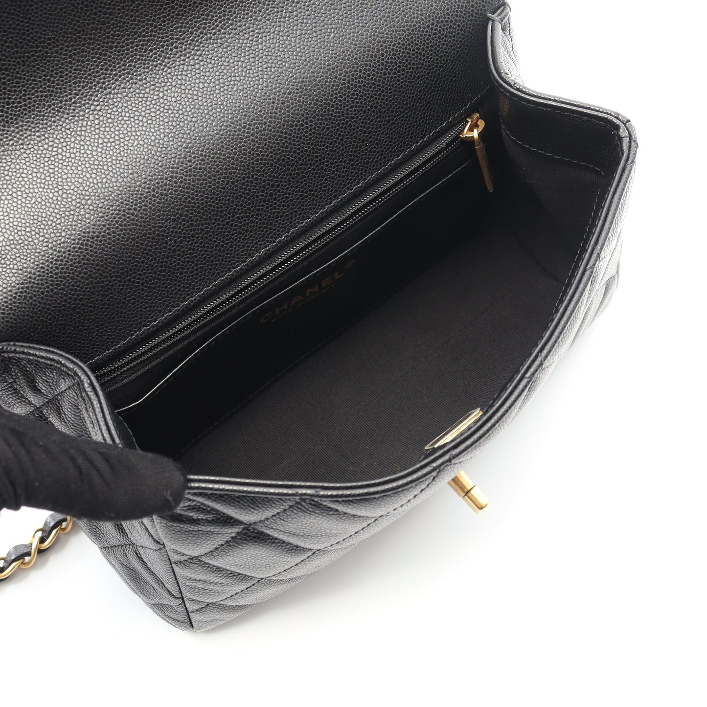 マトラッセ チェーンショルダーバッグ キャビアスキン ブラック ゴールド金具 2WAY シャネル バッグ CHANEL