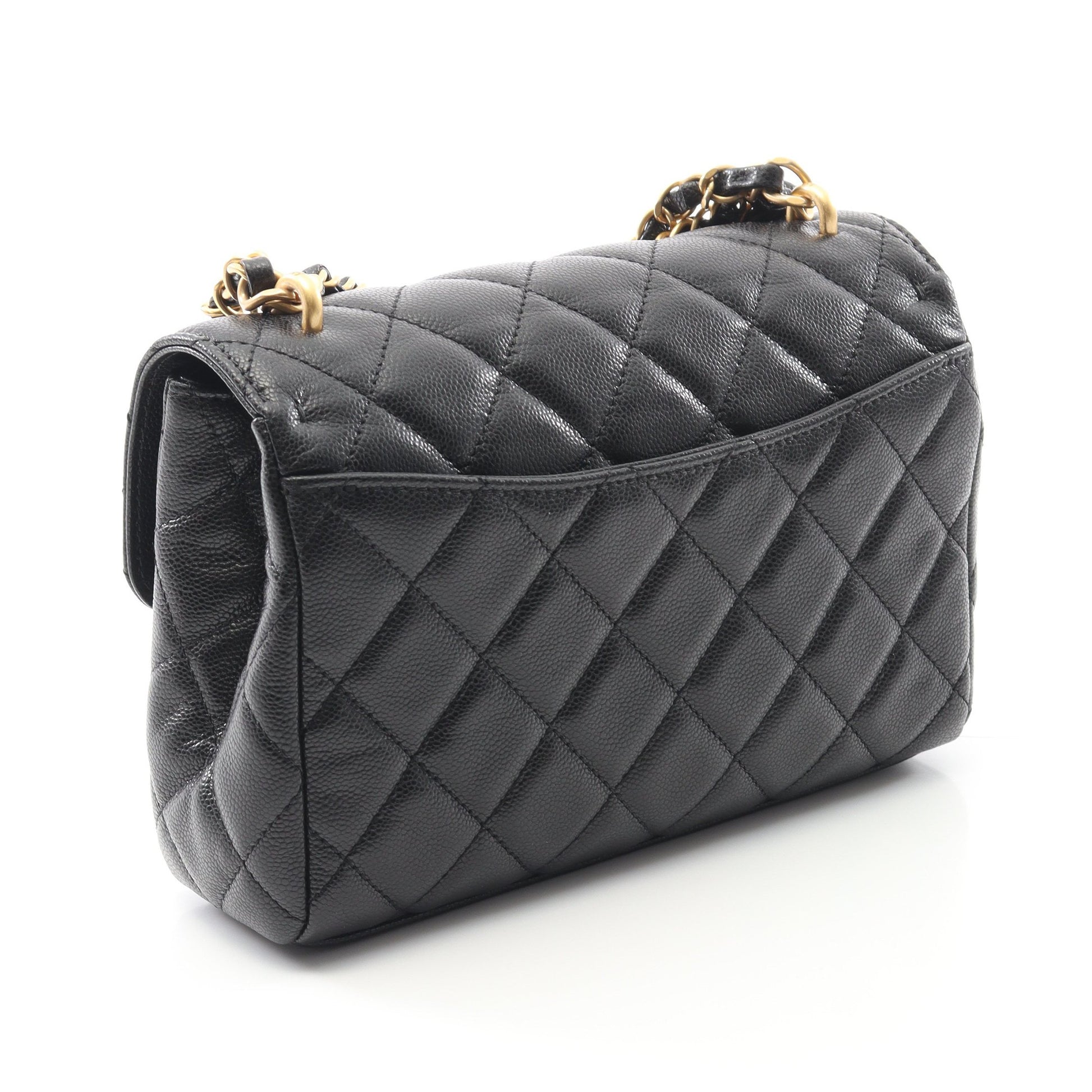 マトラッセ チェーンショルダーバッグ キャビアスキン ブラック ゴールド金具 2WAY シャネル バッグ CHANEL
