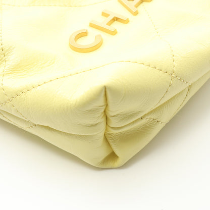 CHANEL 22 ミニ チェーンショルダーバッグ レザー ライトイエロー ゴールド金具 シャネル バッグ CHANEL