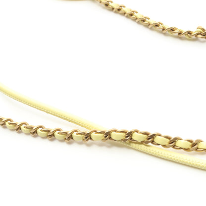 CHANEL 22 ミニ チェーンショルダーバッグ レザー ライトイエロー ゴールド金具 シャネル バッグ CHANEL