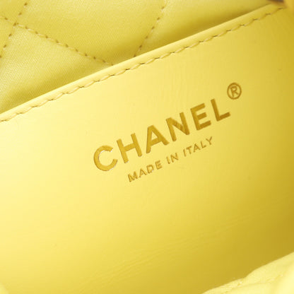 CHANEL 22 ミニ チェーンショルダーバッグ レザー ライトイエロー ゴールド金具 シャネル バッグ CHANEL