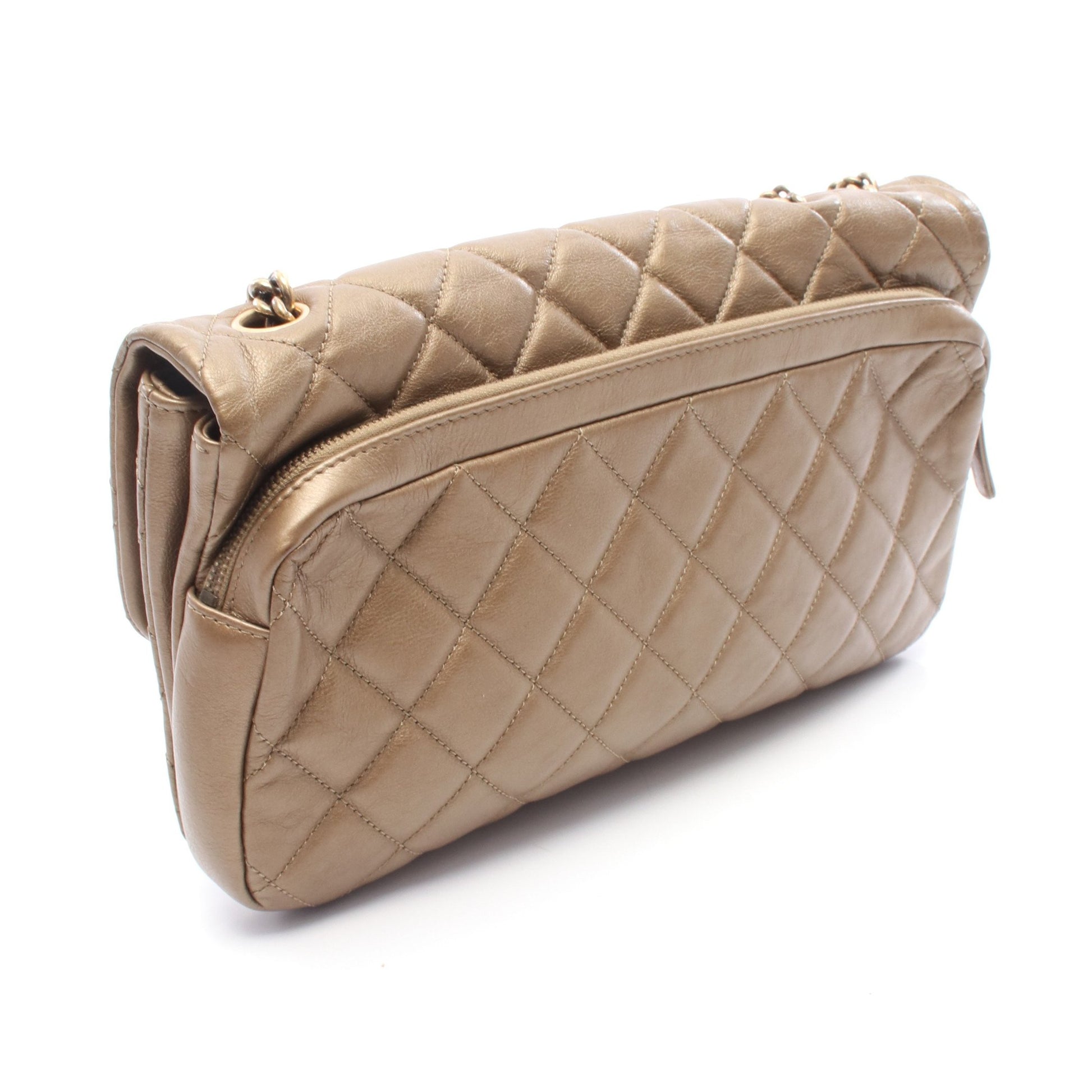 マトラッセ チェーンショルダーバッグ レザー ブロンズ ゴールド金具 シャネル バッグ CHANEL