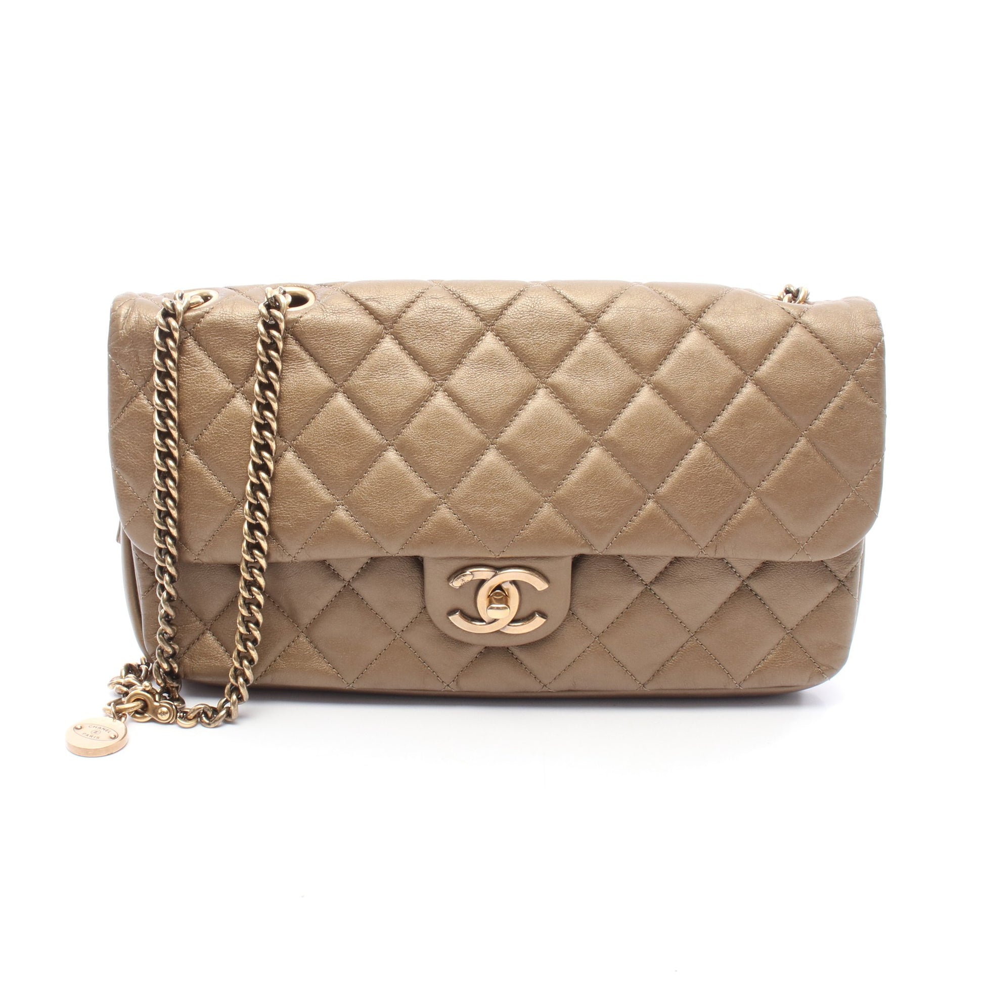 マトラッセ チェーンショルダーバッグ レザー ブロンズ ゴールド金具 シャネル バッグ CHANEL