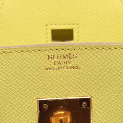 バーキン30 ライム ハンドバッグ ヴォーエプソン イエロー ゴールド金具 □Q刻印 エルメス バッグ HERMES