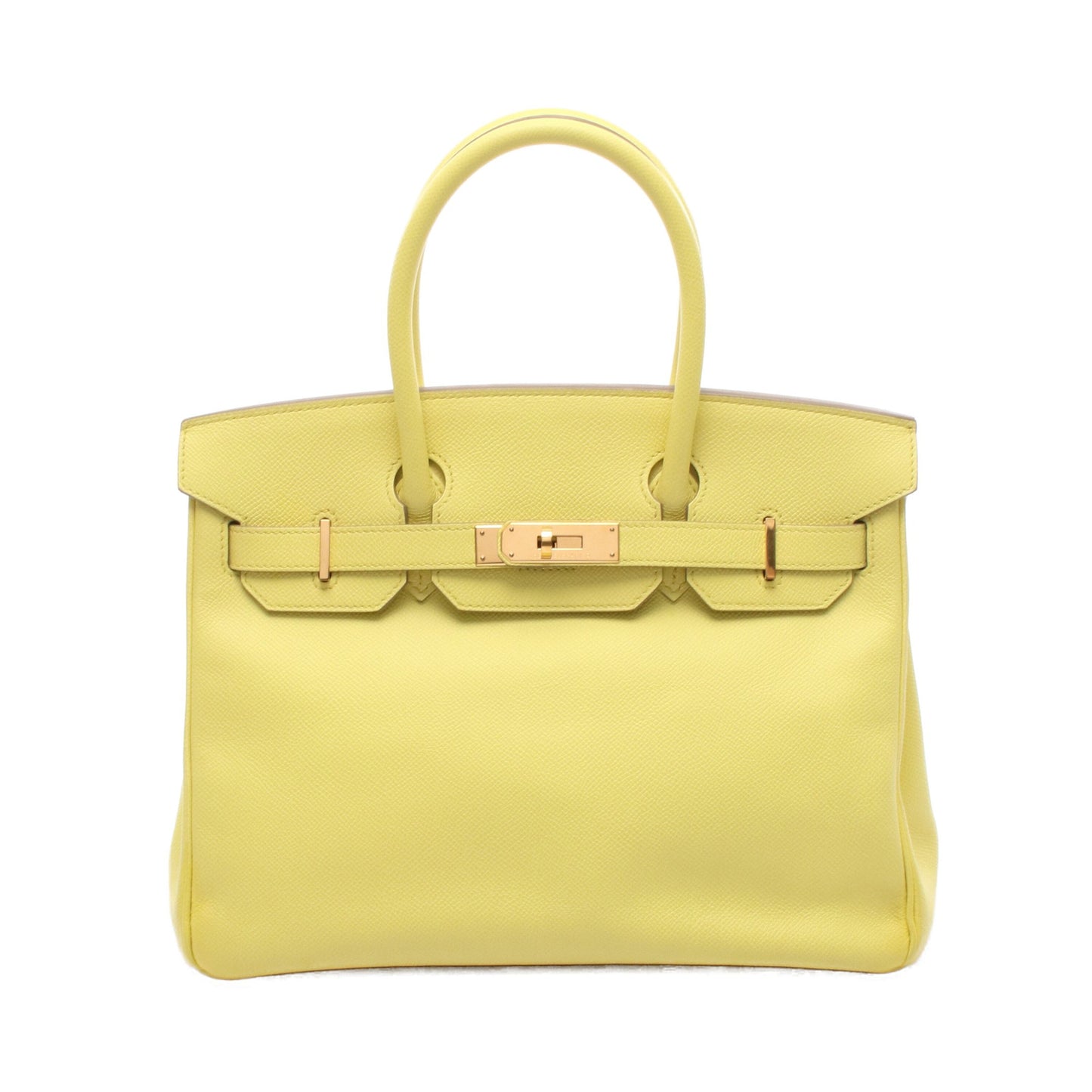 バーキン30 ライム ハンドバッグ ヴォーエプソン イエロー ゴールド金具 □Q刻印 エルメス バッグ HERMES