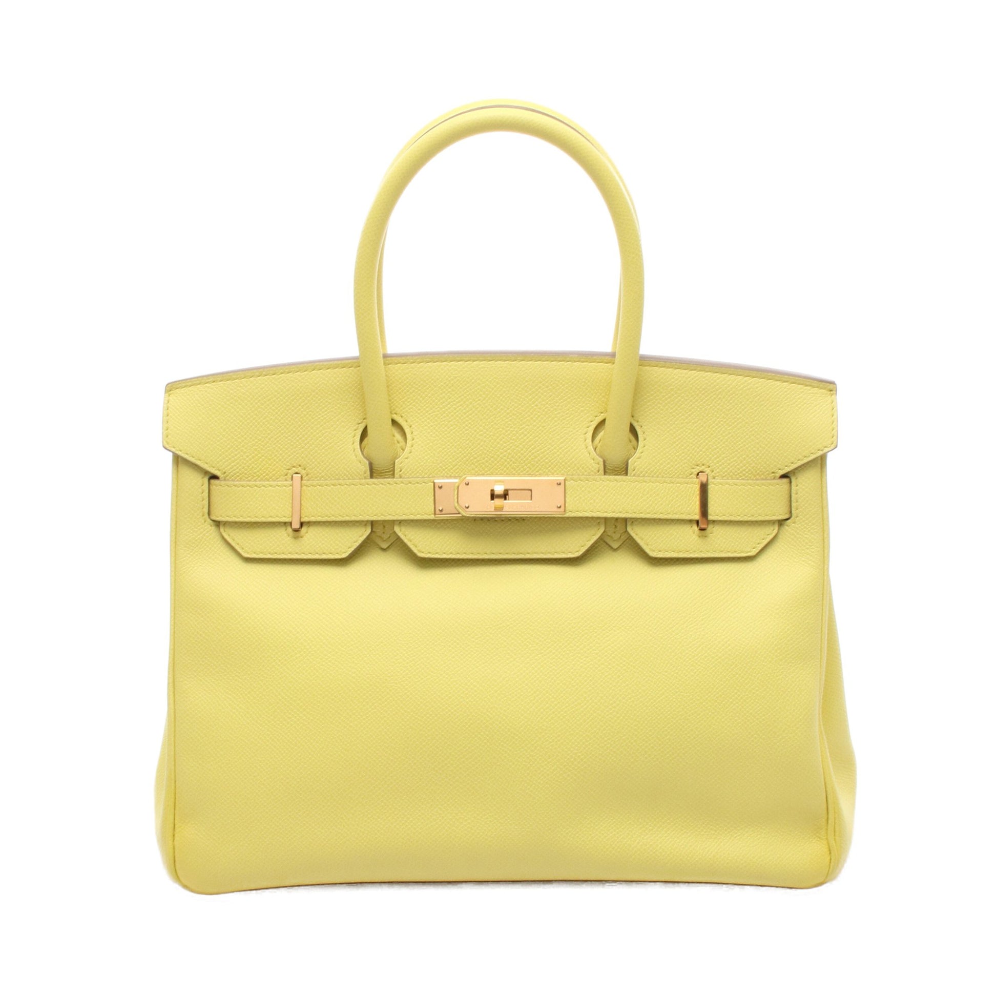 バーキン30 ライム ハンドバッグ ヴォーエプソン イエロー ゴールド金具 □Q刻印 エルメス バッグ HERMES