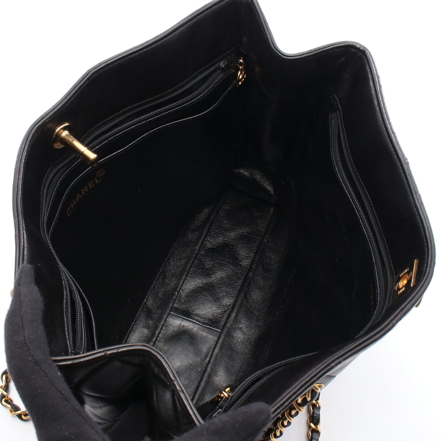 チェーンショルダーバッグ チェーントートバッグ ラムスキン ブラック ゴールド金具 シャネル バッグ CHANEL