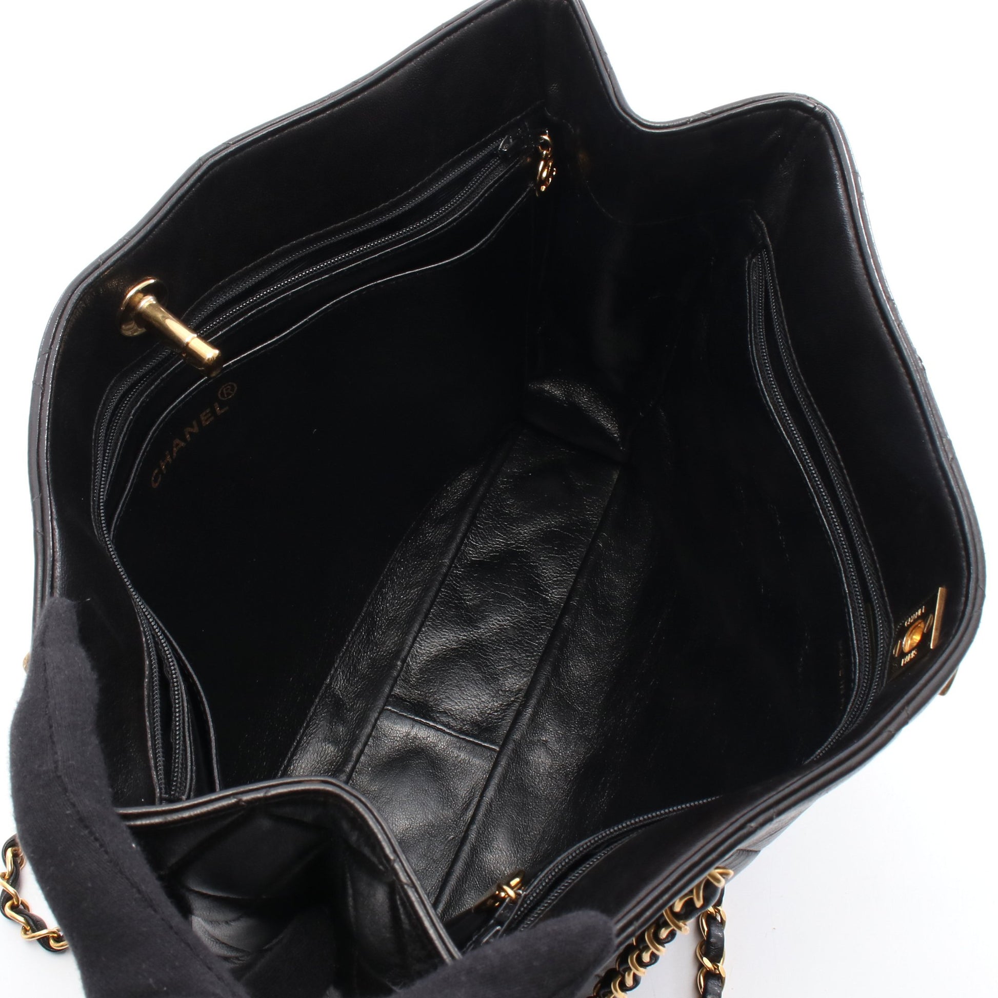 チェーンショルダーバッグ チェーントートバッグ ラムスキン ブラック ゴールド金具 シャネル バッグ CHANEL