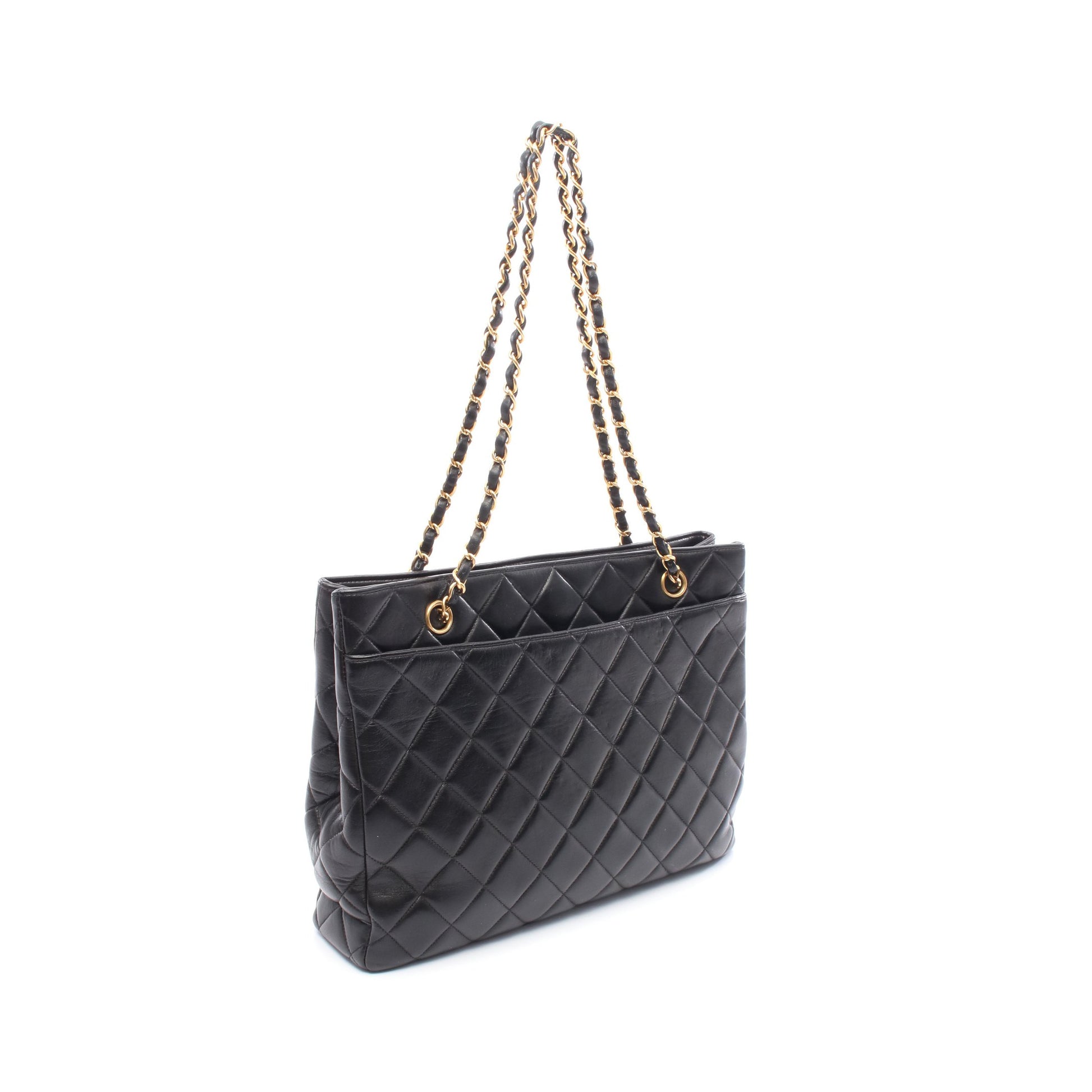 チェーンショルダーバッグ チェーントートバッグ ラムスキン ブラック ゴールド金具 シャネル バッグ CHANEL