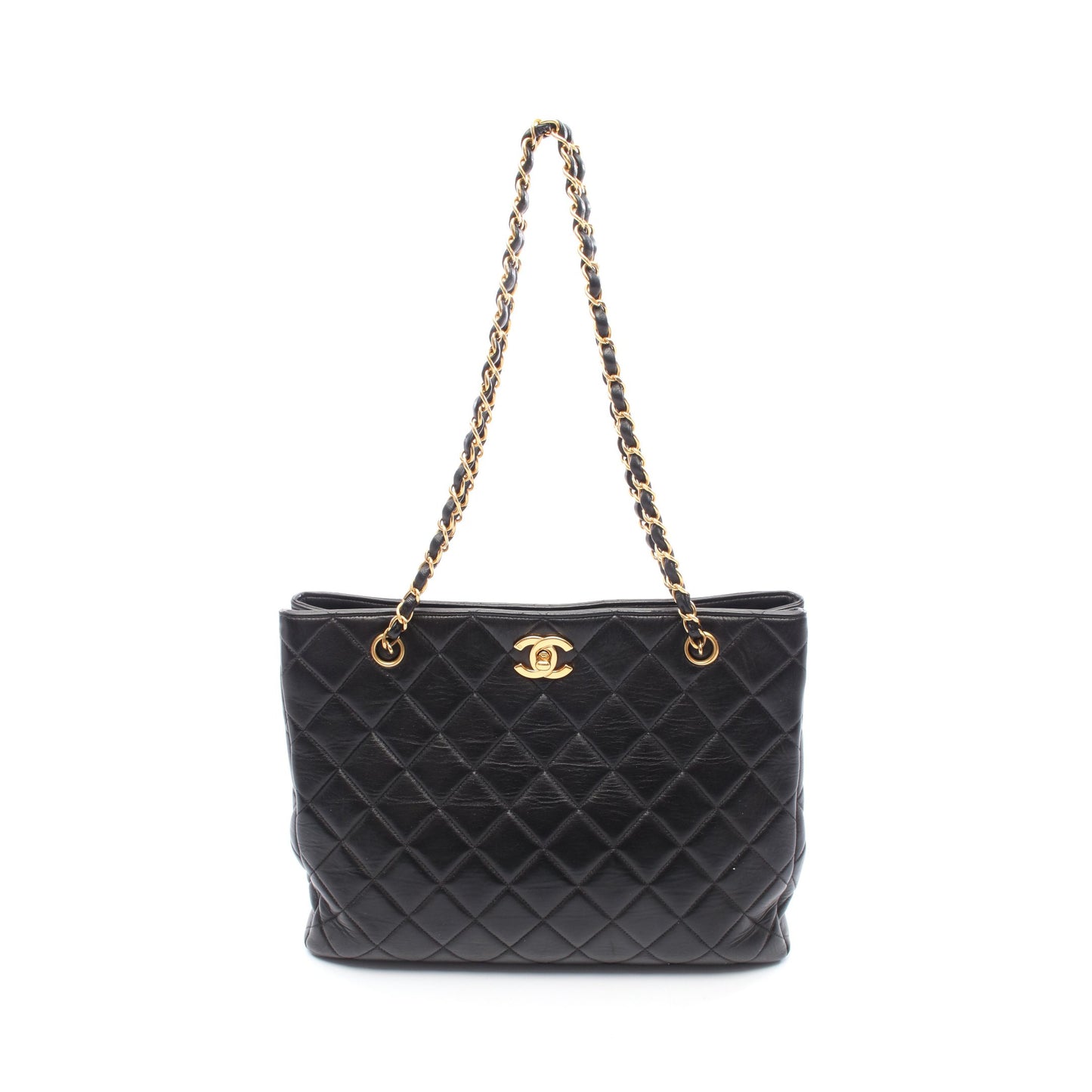 チェーンショルダーバッグ チェーントートバッグ ラムスキン ブラック ゴールド金具 シャネル バッグ CHANEL