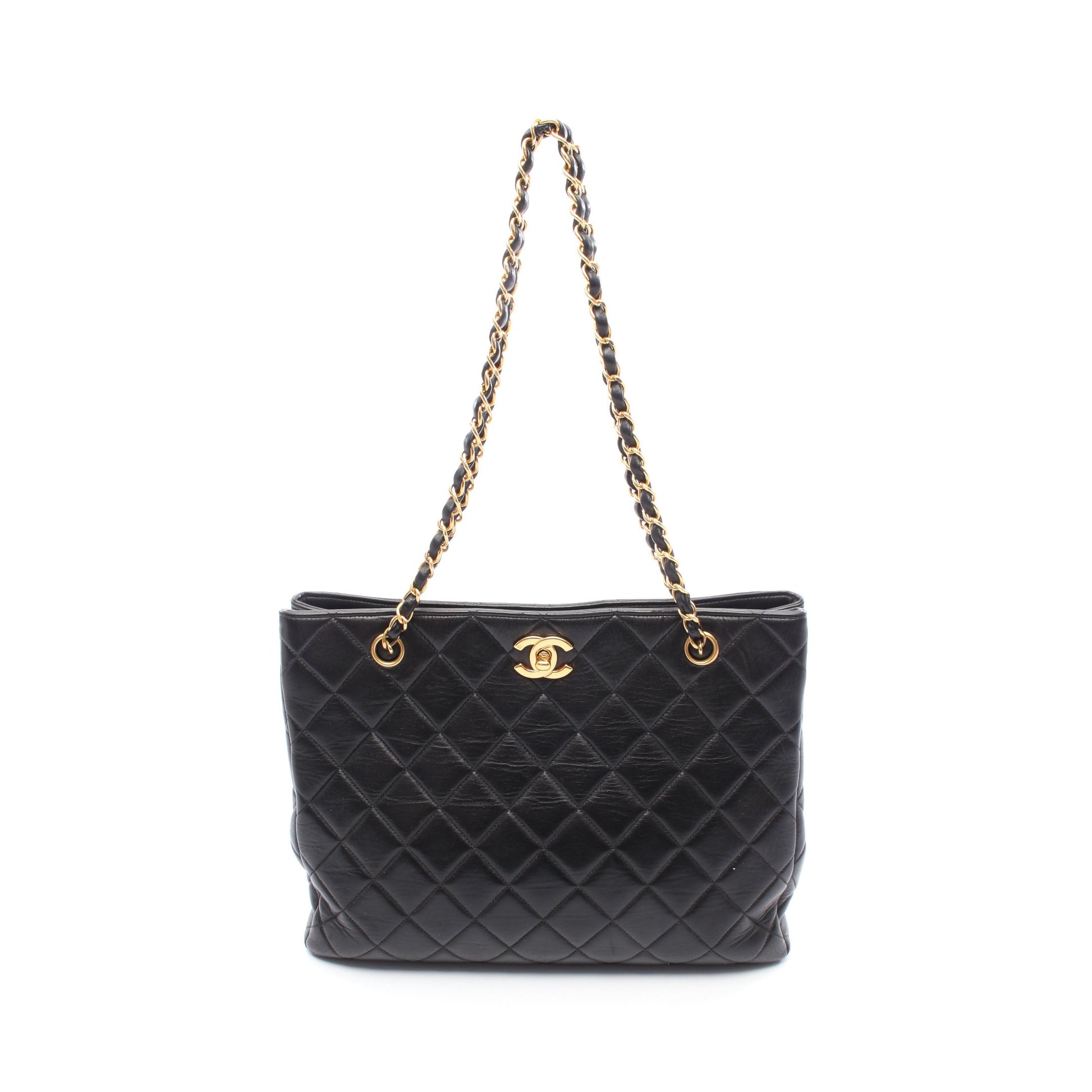 チェーンショルダーバッグ チェーントートバッグ ラムスキン ブラック ゴールド金具 シャネル バッグ CHANEL