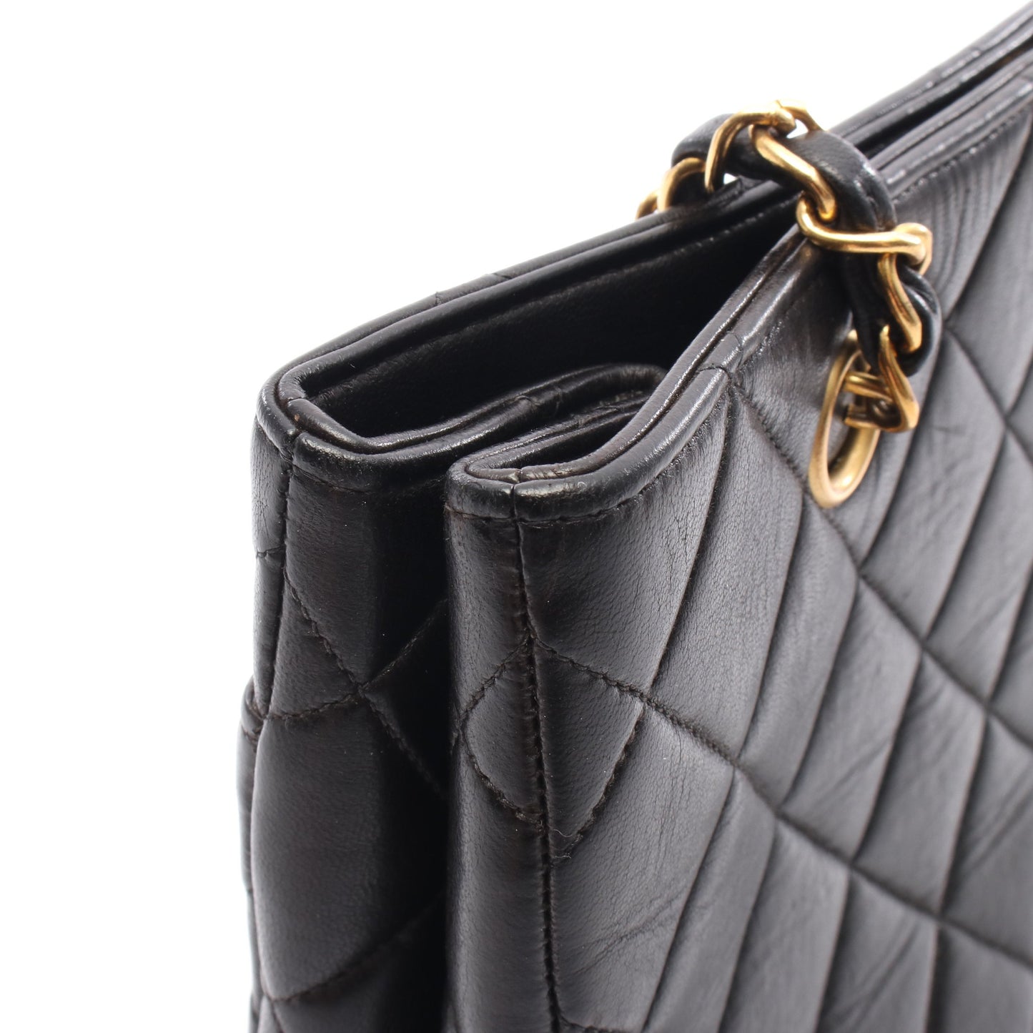 チェーンショルダーバッグ チェーントートバッグ ラムスキン ブラック ゴールド金具 シャネル バッグ CHANEL