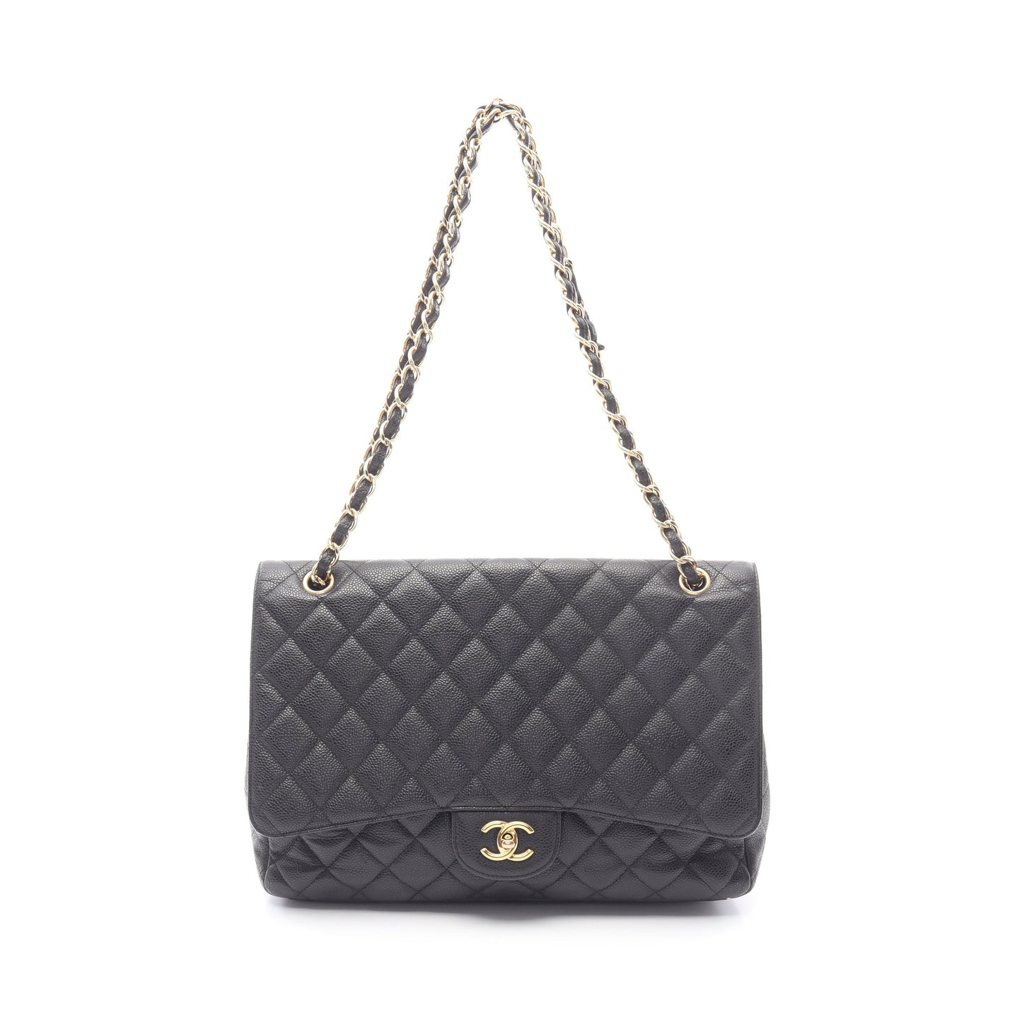 デカマトラッセ34 Wチェーンショルダーバッグ キャビアスキン ブラック ゴールド金具 シャネル バッグ CHANEL