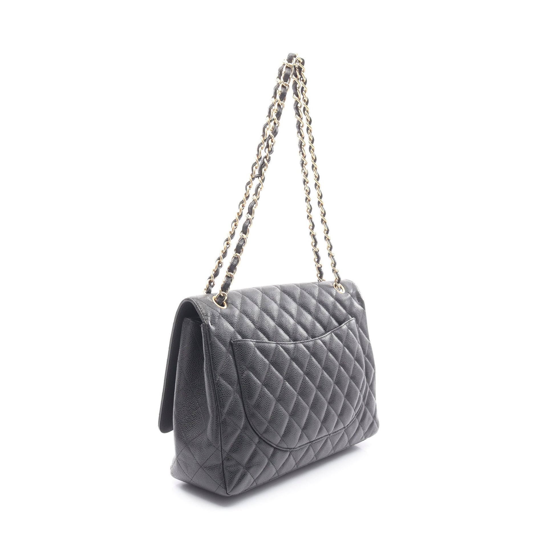 デカマトラッセ34 Wチェーンショルダーバッグ キャビアスキン ブラック ゴールド金具 シャネル バッグ CHANEL