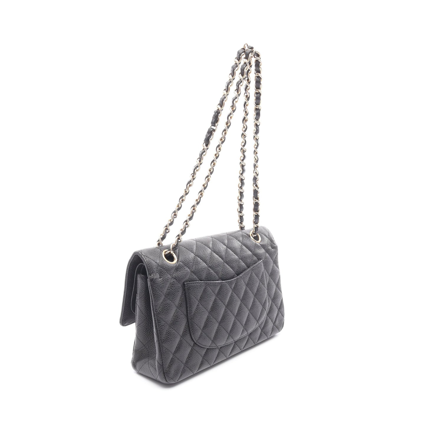マトラッセ Wフラップ Wチェーンショルダーバッグ キャビアスキン ブラック ゴールド金具 シャネル バッグ CHANEL
