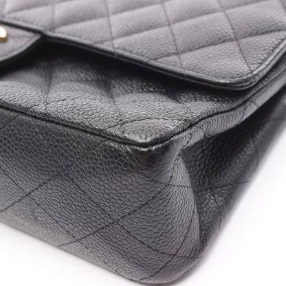 マトラッセ Wフラップ Wチェーンショルダーバッグ キャビアスキン ブラック ゴールド金具 シャネル バッグ CHANEL