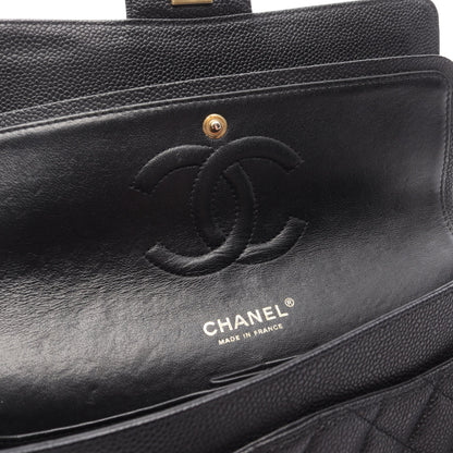 マトラッセ Wフラップ Wチェーンショルダーバッグ キャビアスキン ブラック ゴールド金具 シャネル バッグ CHANEL