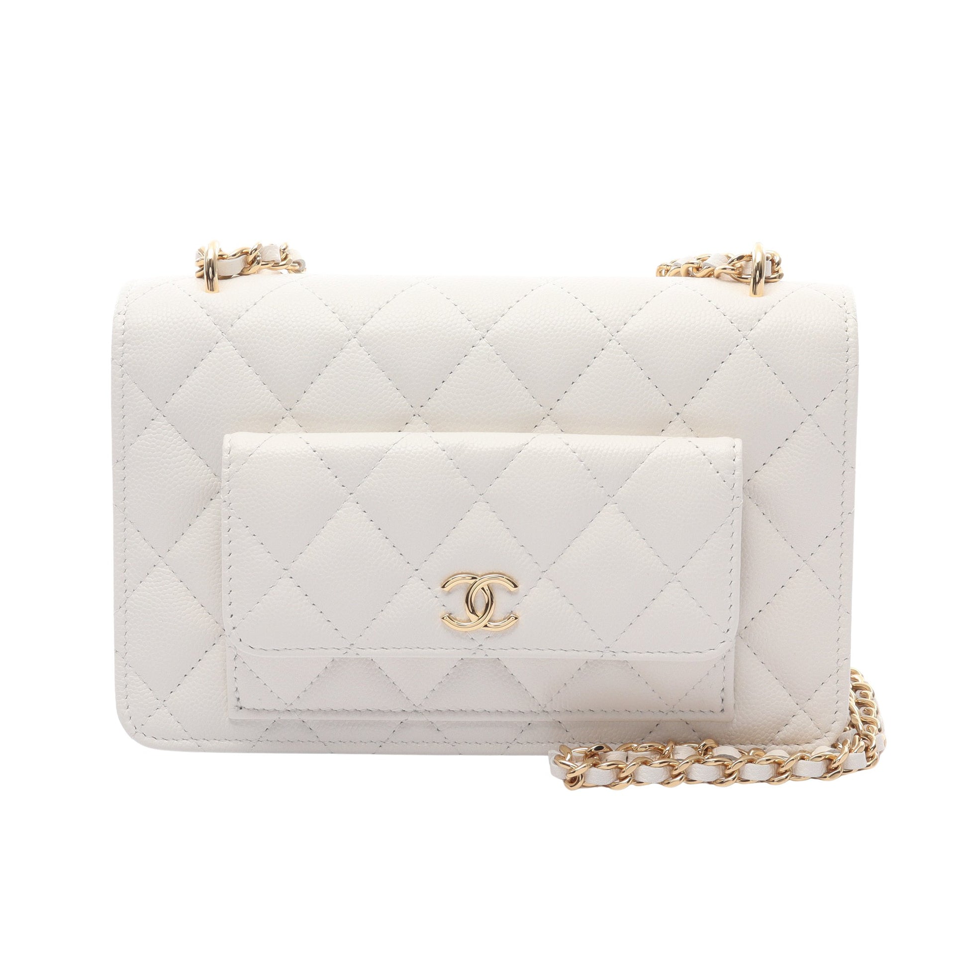 マトラッセ チェーンウォレット キャビアスキン ホワイト ゴールド金具 シャネル バッグ CHANEL