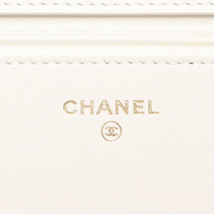 マトラッセ チェーンウォレット キャビアスキン ホワイト ゴールド金具 シャネル バッグ CHANEL