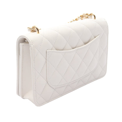 マトラッセ チェーンウォレット キャビアスキン ホワイト ゴールド金具 シャネル バッグ CHANEL