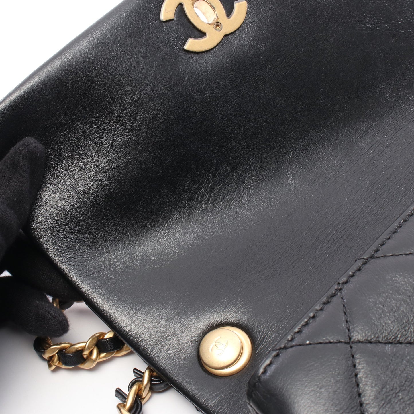 マトラッセ チェーンショルダーバッグ レザー ブラック ゴールド金具 シャネル バッグ CHANEL