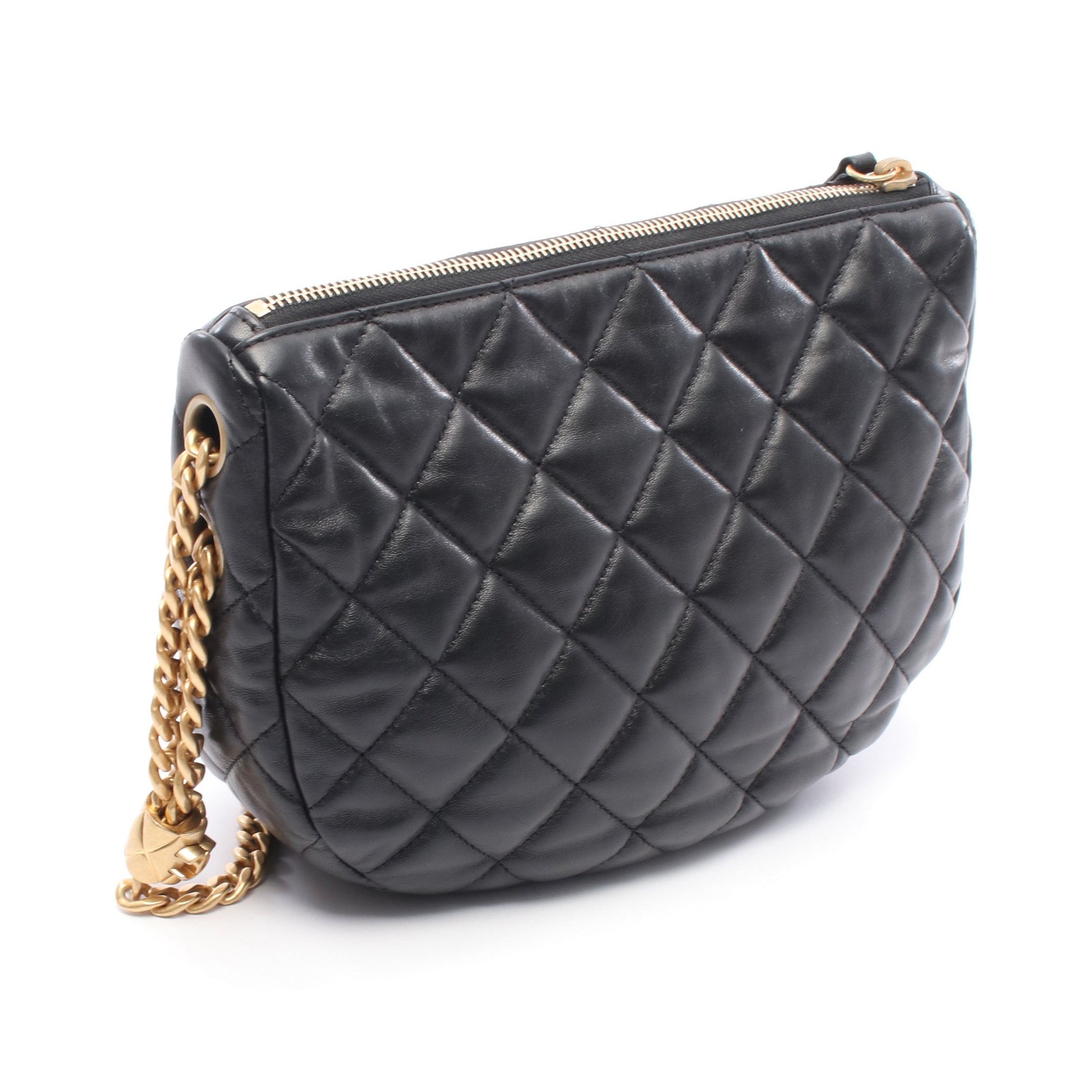 マトラッセ チェーンショルダーバッグ ラムスキン ブラック ゴールド金具 シャネル バッグ CHANEL