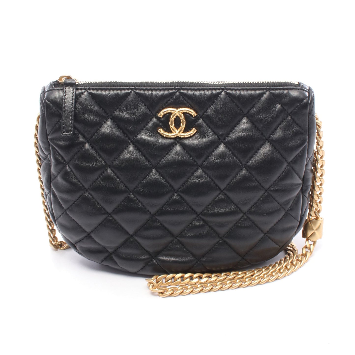 マトラッセ チェーンショルダーバッグ ラムスキン ブラック ゴールド金具 シャネル バッグ CHANEL