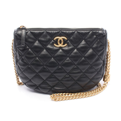 マトラッセ チェーンショルダーバッグ ラムスキン ブラック ゴールド金具 シャネル バッグ CHANEL
