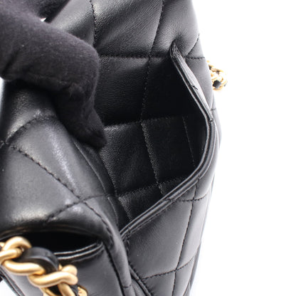 マトラッセ チェーンショルダーバッグ ラムスキン ブラック ゴールド金具 シャネル バッグ CHANEL