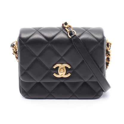 マトラッセ チェーンショルダーバッグ ラムスキン ブラック ゴールド金具 シャネル バッグ CHANEL