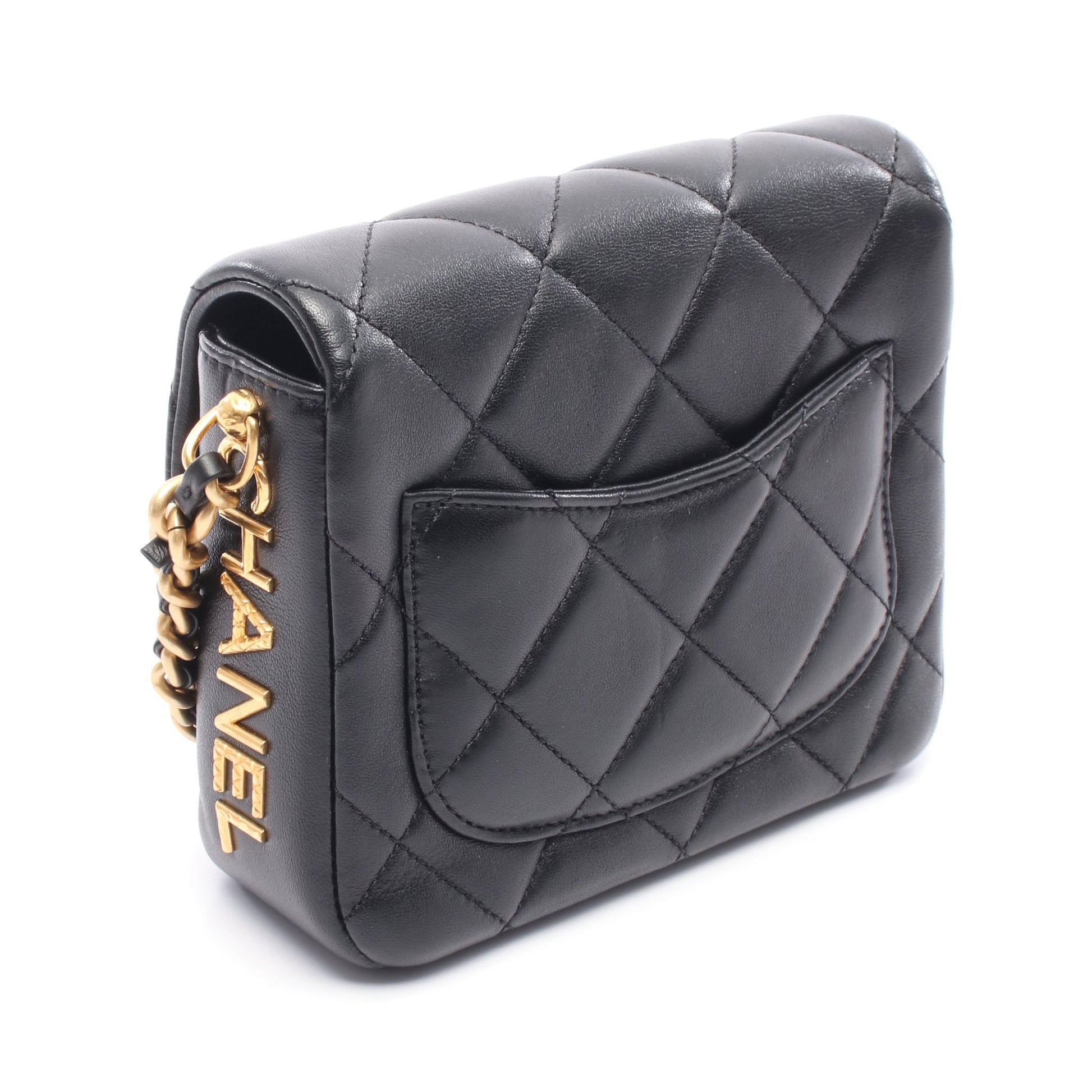 マトラッセ チェーンショルダーバッグ ラムスキン ブラック ゴールド金具 シャネル バッグ CHANEL