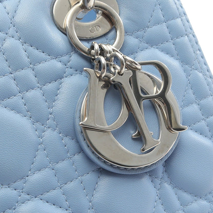 LADY DIOR レディディオール カナージュ ハンドバッグ レザー ライトブルー グレー 2WAY クリスチャンディオール バッグ Christian Dior