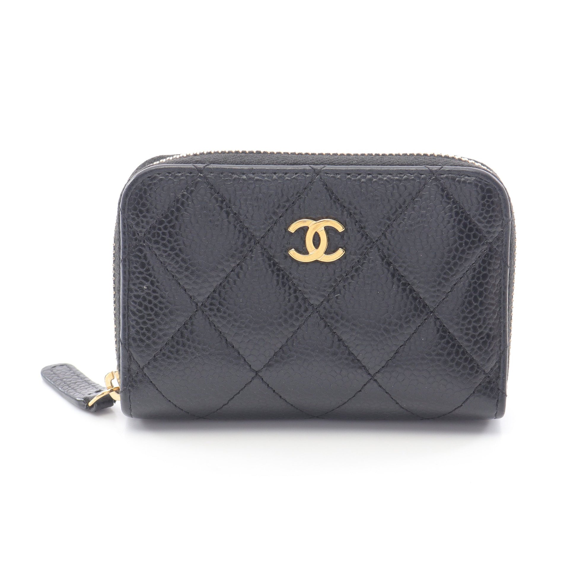 クラシック ジップ コインパース マトラッセ コインケース キャビアスキン ブラック ゴールド金具 シャネル 財布・小物 CHANEL