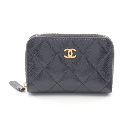 クラシック ジップ コインパース マトラッセ コインケース キャビアスキン ブラック ゴールド金具 シャネル 財布・小物 CHANEL