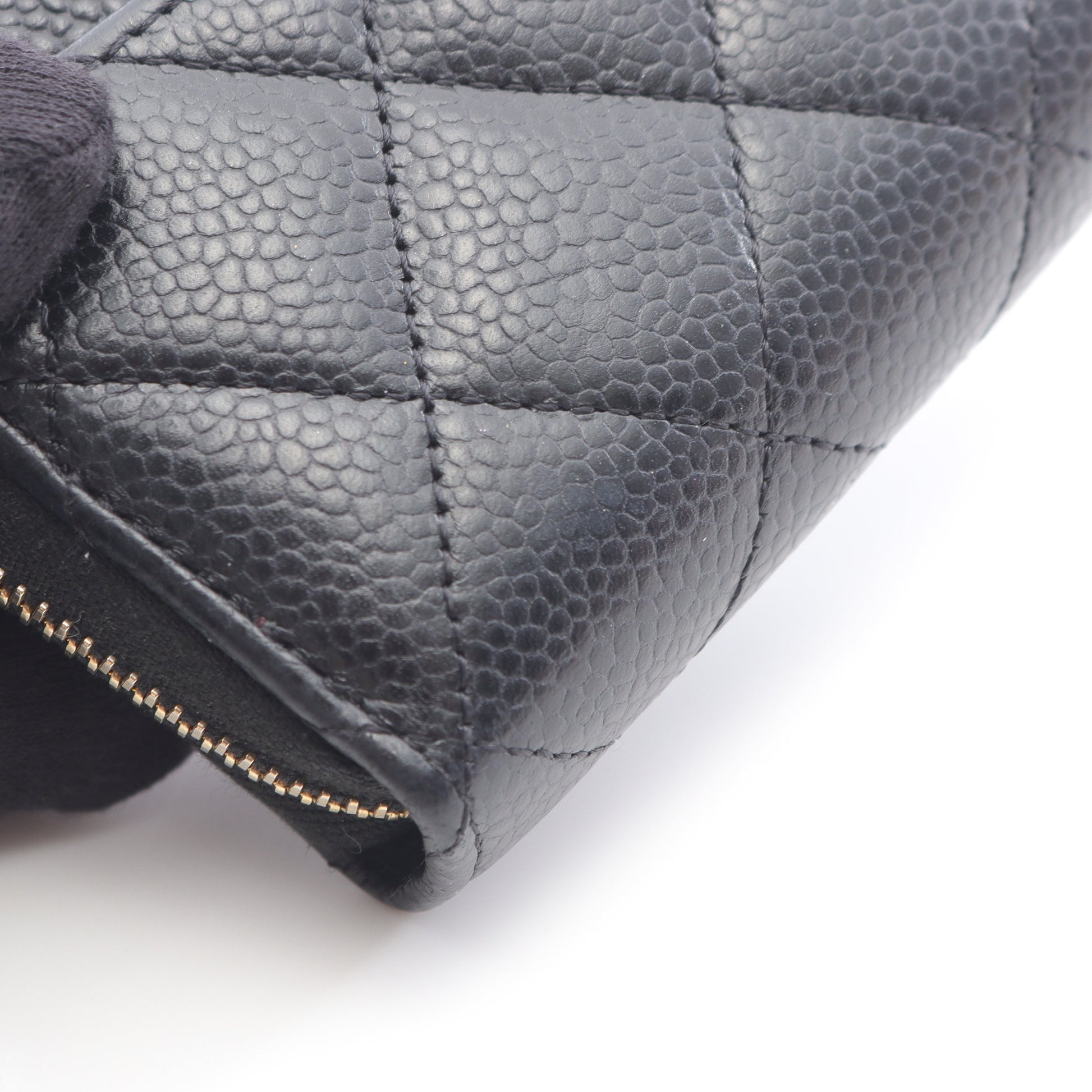 クラシック ジップ コインパース マトラッセ コインケース キャビアスキン ブラック ゴールド金具 シャネル 財布・小物 CHANEL