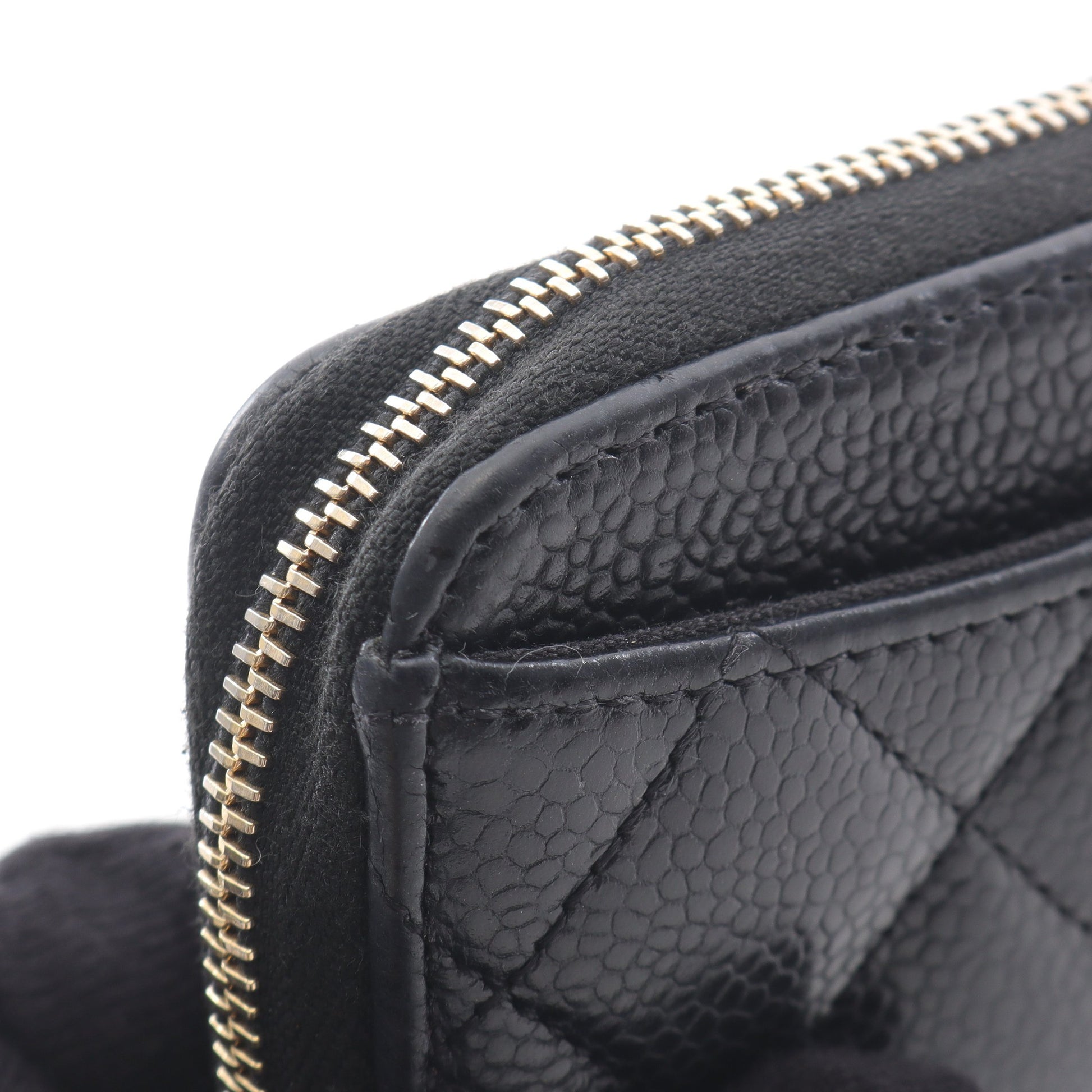 クラシック ジップ コインパース マトラッセ コインケース キャビアスキン ブラック ゴールド金具 シャネル 財布・小物 CHANEL