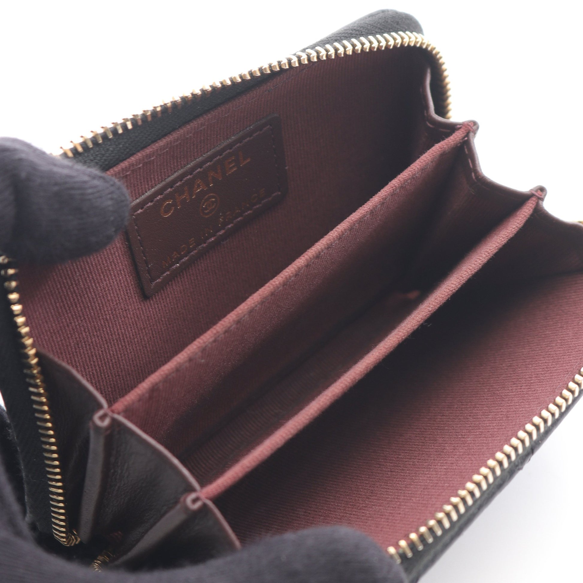クラシック ジップ コインパース マトラッセ コインケース キャビアスキン ブラック ゴールド金具 シャネル 財布・小物 CHANEL