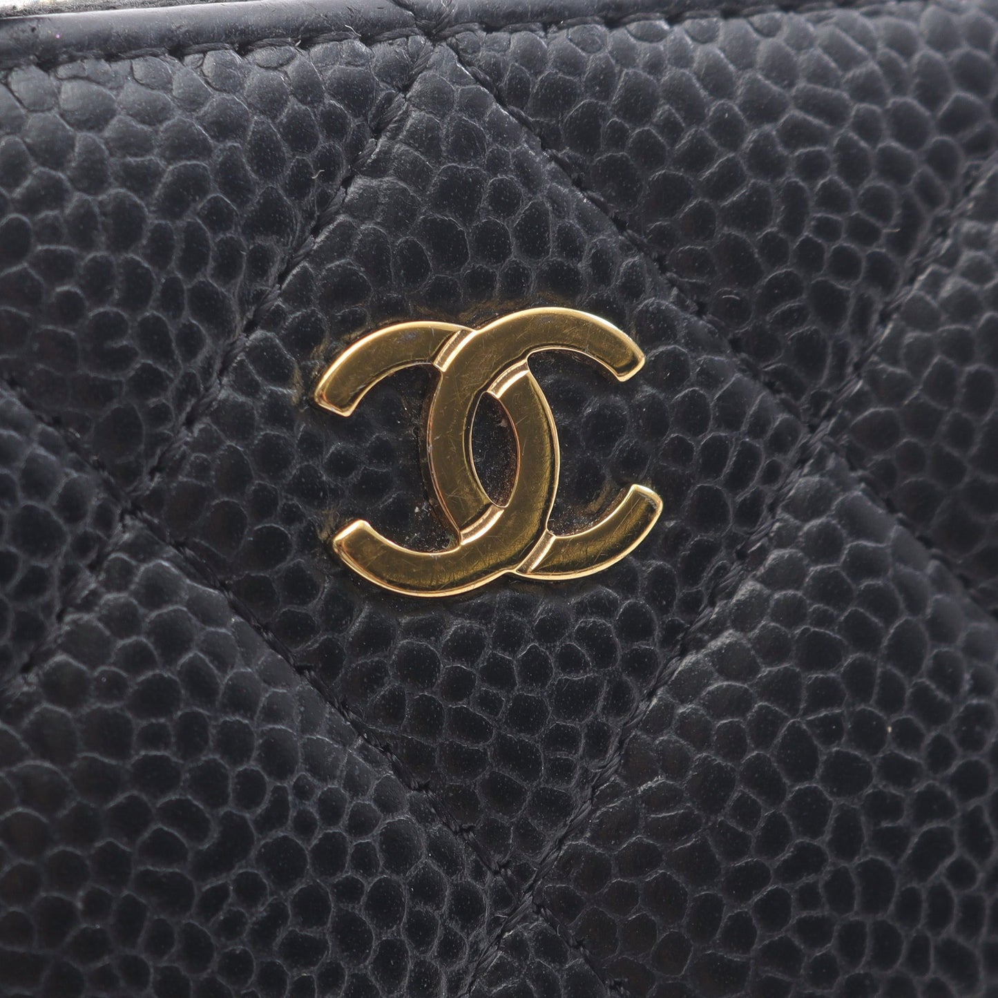 クラシック ジップ コインパース マトラッセ コインケース キャビアスキン ブラック ゴールド金具 シャネル 財布・小物 CHANEL