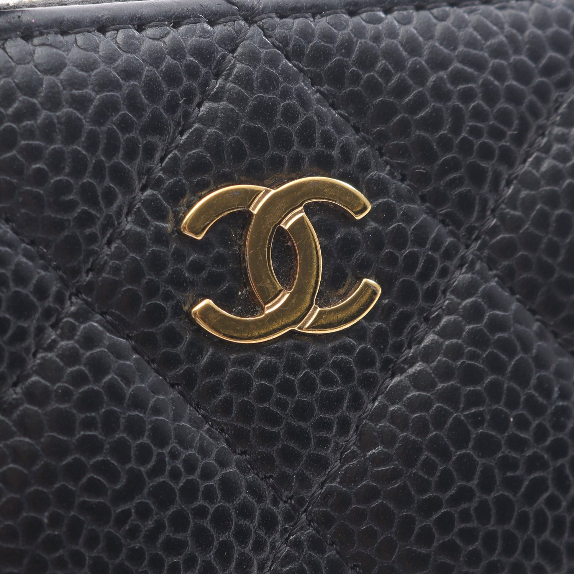 クラシック ジップ コインパース マトラッセ コインケース キャビアスキン ブラック ゴールド金具 シャネル 財布・小物 CHANEL