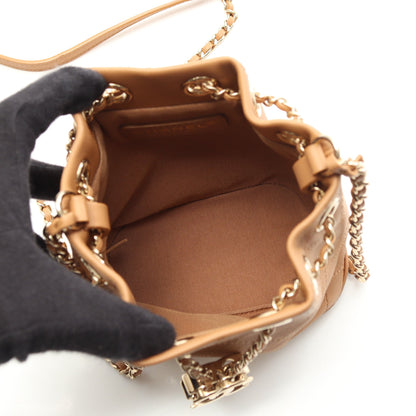 マトラッセ スモール バケット チェーンショルダーバッグ レザー ライトブラウン ゴールド金具 シャネル バッグ CHANEL